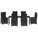 Set de masă pentru grădină cu pernă 7 pcs Negru poliratan - WALTI WALTI