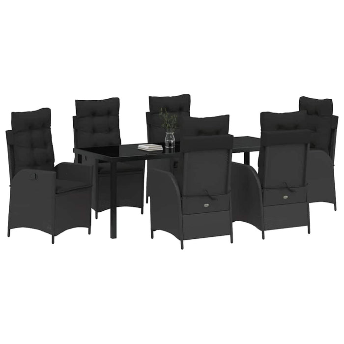 Set de masă pentru grădină cu pernă 7 pcs Negru poliratan - WALTI WALTI