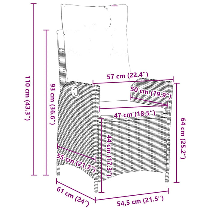 Set de masă pentru grădină cu pernă 7 pcs Negru poliratan - WALTI WALTI