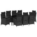Set de masă pentru grădină cu pernă 9 pcs Negru poliratan - WALTI WALTI