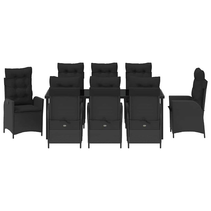 Set de masă pentru grădină cu pernă 9 pcs Negru poliratan - WALTI WALTI