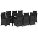 Set de masă pentru grădină cu pernă 9 pcs Negru poliratan - WALTI WALTI