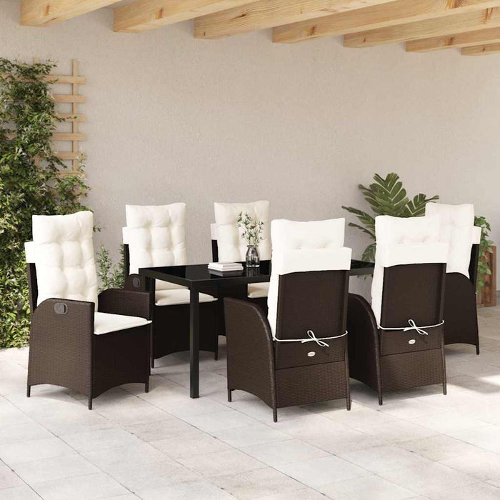Set de masă pentru grădină cu pernă 7 pcs Maro poliratan - WALTI WALTI