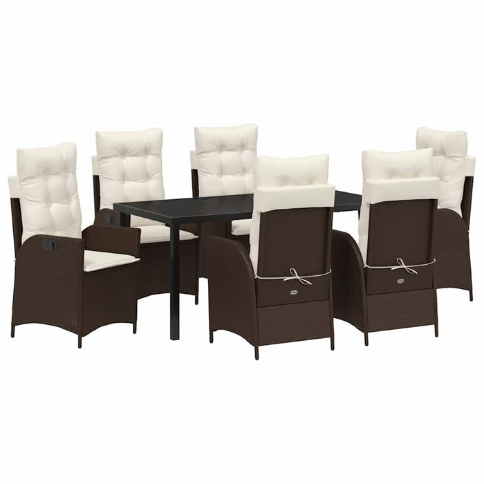 Set de masă pentru grădină cu pernă 7 pcs Maro poliratan - WALTI WALTI