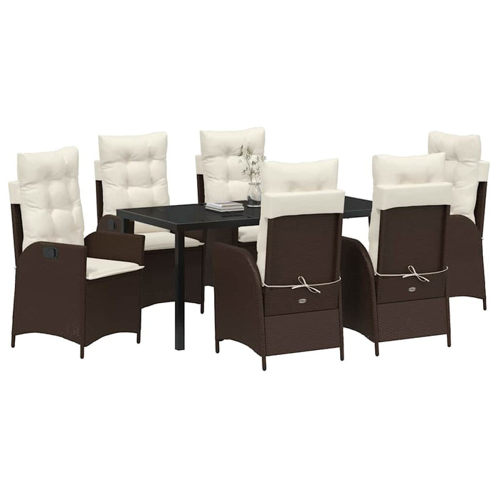 Set de masă pentru grădină cu pernă 7 pcs Maro poliratan - WALTI WALTI