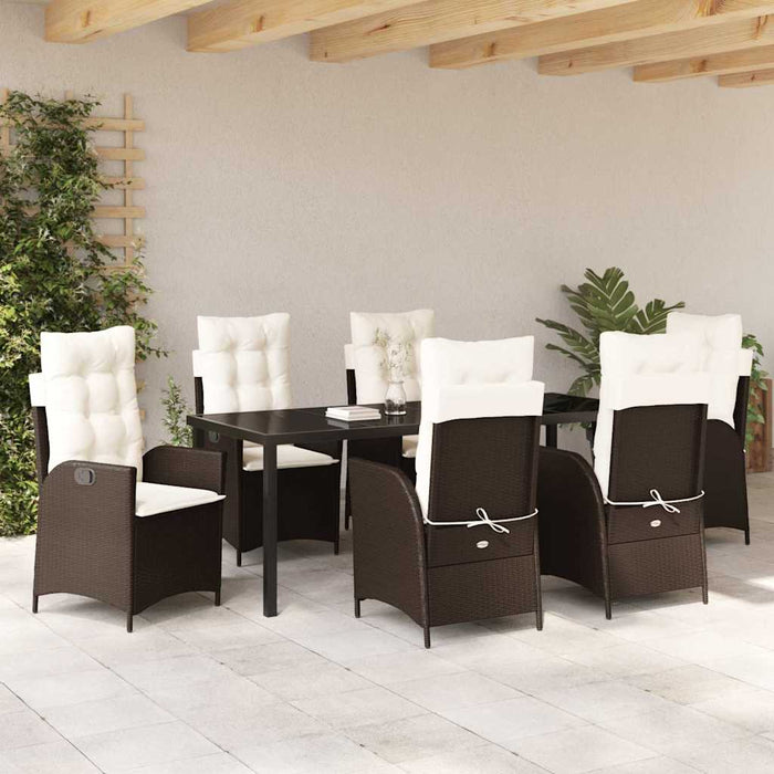 Set de masă pentru grădină cu pernă 7 pcs Maro poliratan - WALTI WALTI