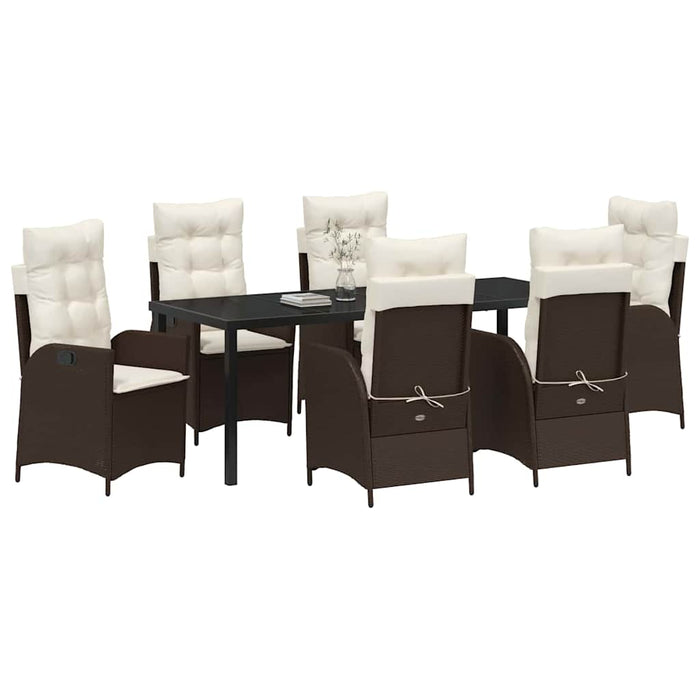 Set de masă pentru grădină cu pernă 7 pcs Maro poliratan - WALTI WALTI