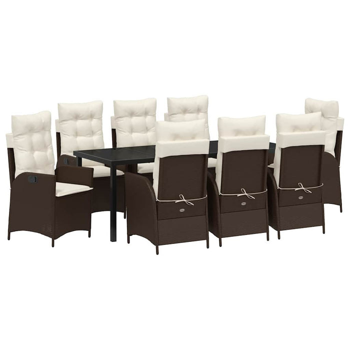 Set de masă pentru grădină cu pernă 9 pcs Maro poliratan - WALTI WALTI