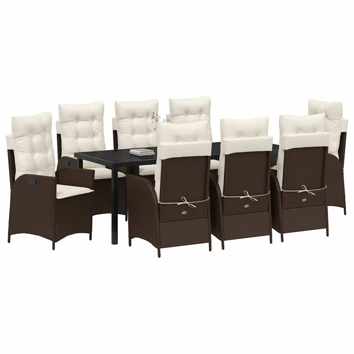 Set de masă pentru grădină cu pernă 9 pcs Maro poliratan - WALTI WALTI