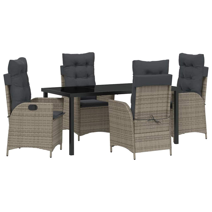 Set de masă pentru grădină cu pernă 5 pcs Gri poliratan - WALTI WALTI