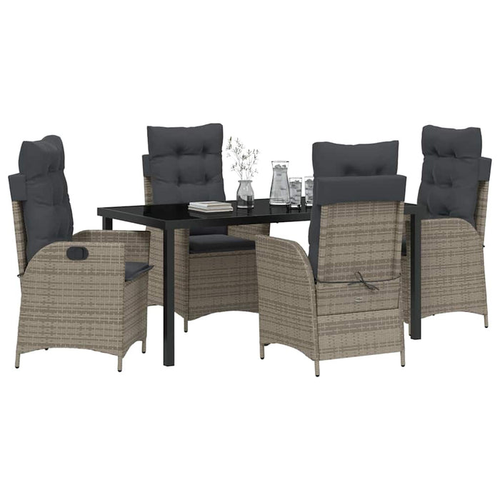 Set de masă pentru grădină cu pernă 5 pcs Gri poliratan - WALTI WALTI