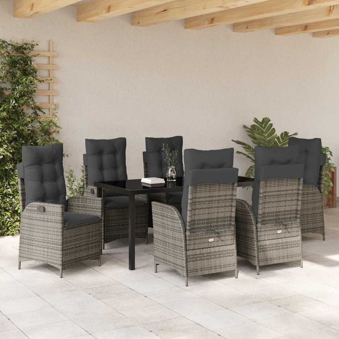 Set de masă pentru grădină cu pernă 7 pcs Gri poliratan - WALTI WALTI