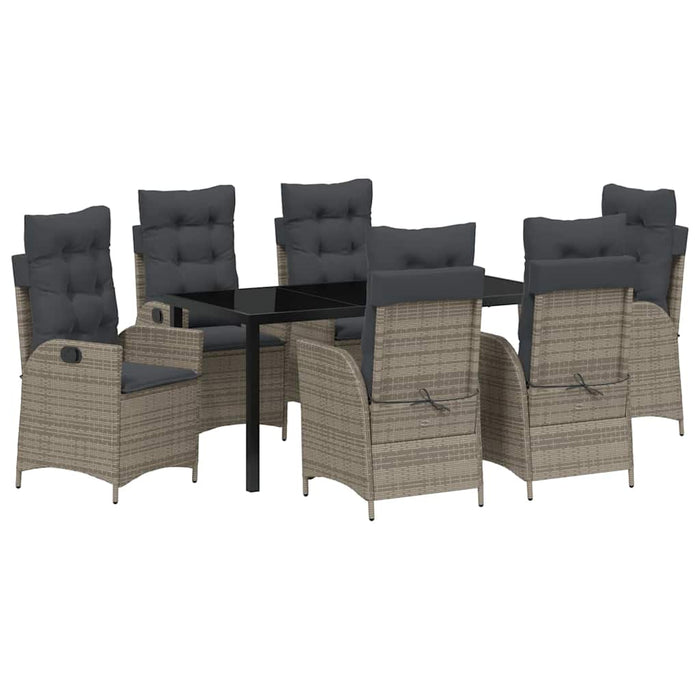 Set de masă pentru grădină cu pernă 7 pcs Gri poliratan - WALTI WALTI