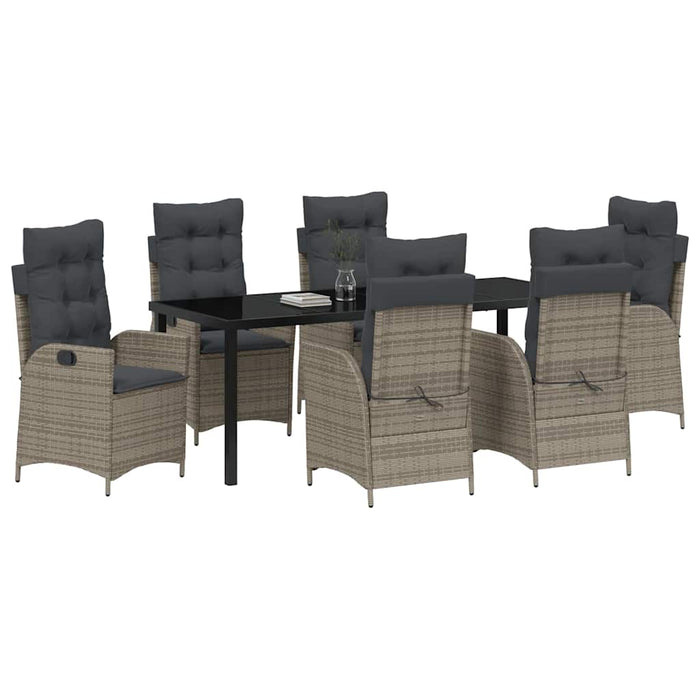 Set de masă pentru grădină cu pernă 7 pcs Gri poliratan - WALTI WALTI