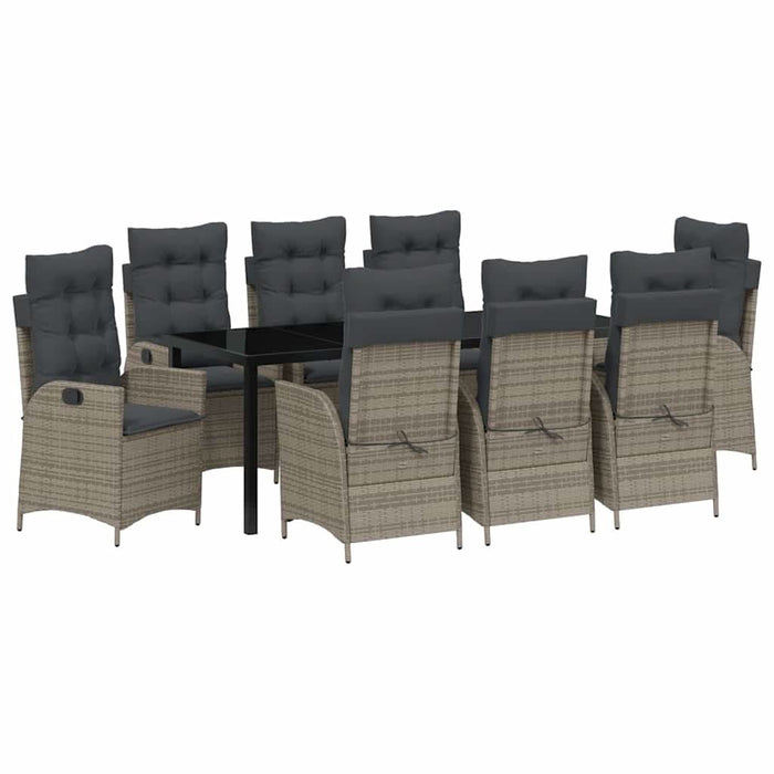 Set de masă pentru grădină cu pernă 9 pcs Gri poliratan - WALTI WALTI
