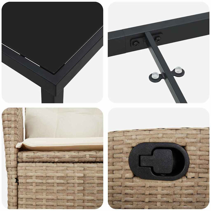 Set de masă pentru grădină cu pernă 9 pcs Bej poliratan - WALTI WALTI