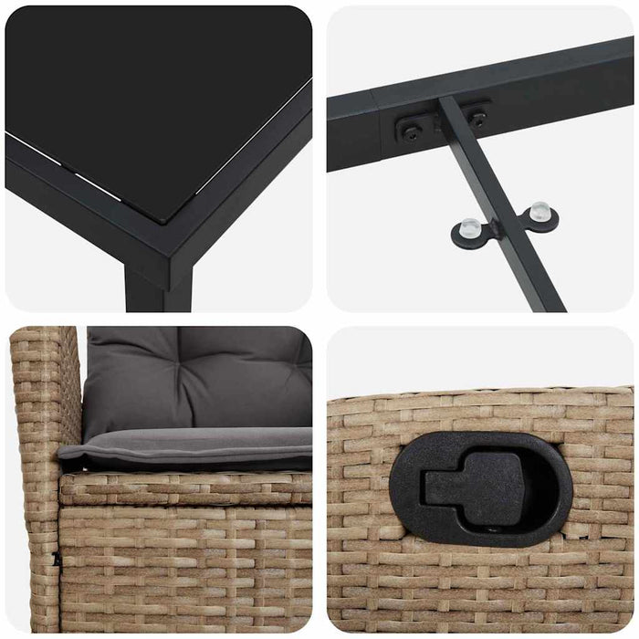 Set de masă pentru grădină cu pernă 7 pcs Bej poliratan - WALTI WALTI