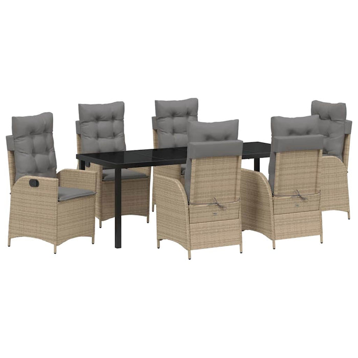 Set de masă pentru grădină cu pernă 7 pcs Bej poliratan - WALTI WALTI