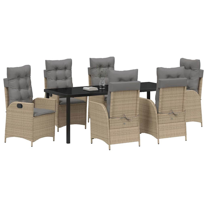 Set de masă pentru grădină cu pernă 7 pcs Bej poliratan - WALTI WALTI