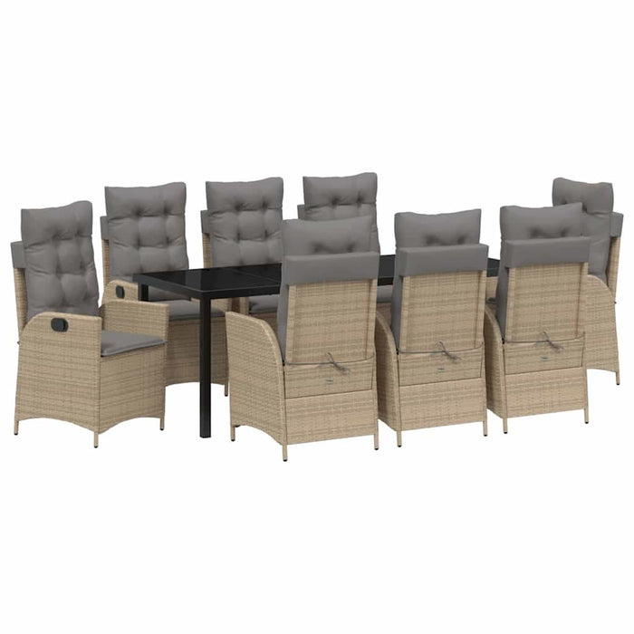 Set de masă pentru grădină cu pernă 9 pcs Bej poliratan - WALTI WALTI