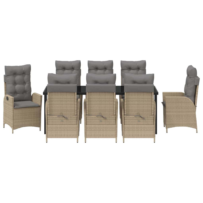Set de masă pentru grădină cu pernă 9 pcs Bej poliratan - WALTI WALTI