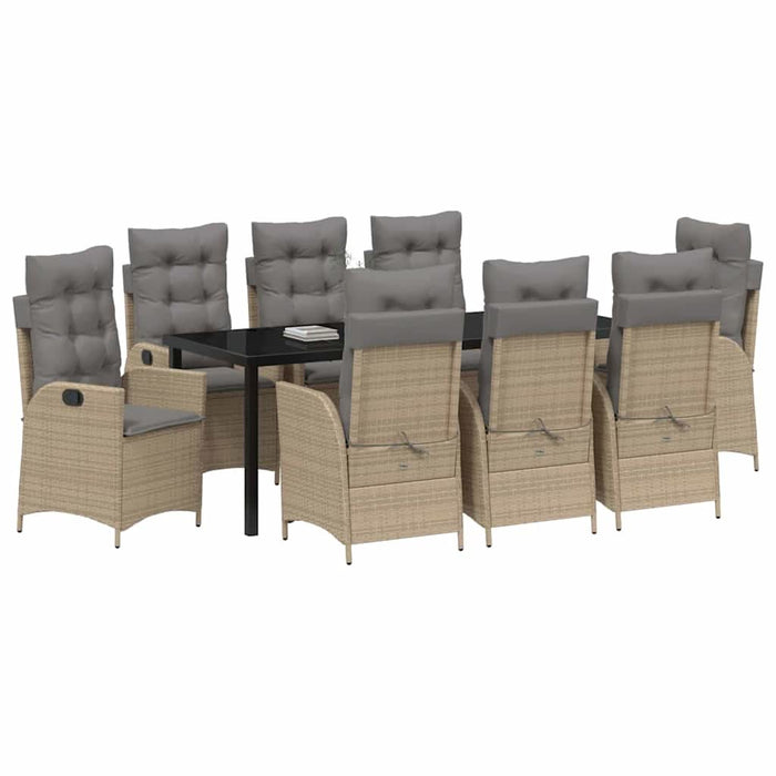 Set de masă pentru grădină cu pernă 9 pcs Bej poliratan - WALTI WALTI