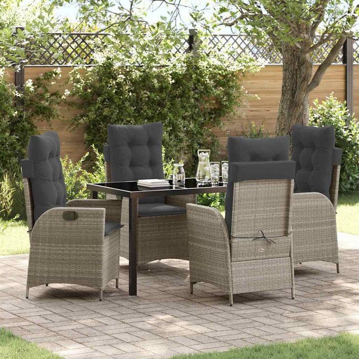 Set de masă pentru grădină 5 pcs Gri deschis poliratan - WALTI WALTI