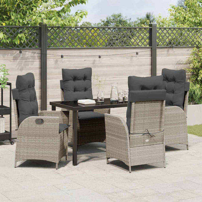 Set de masă pentru grădină 5 pcs Gri deschis poliratan - WALTI WALTI