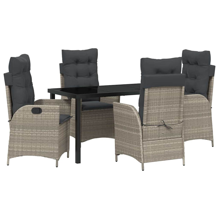 Set de masă pentru grădină 5 pcs Gri deschis poliratan - WALTI WALTI