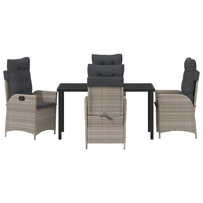 Set de masă pentru grădină 5 pcs Gri deschis poliratan - WALTI WALTI