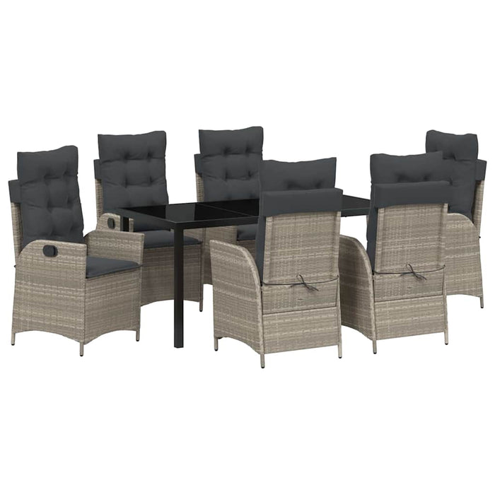 Set de masă pentru grădină cu pernă 7 pcs Gri deschis poliratan - WALTI WALTI