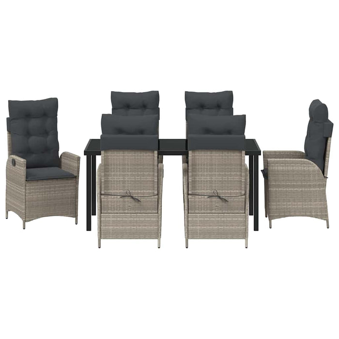 Set de masă pentru grădină cu pernă 7 pcs Gri deschis poliratan - WALTI WALTI