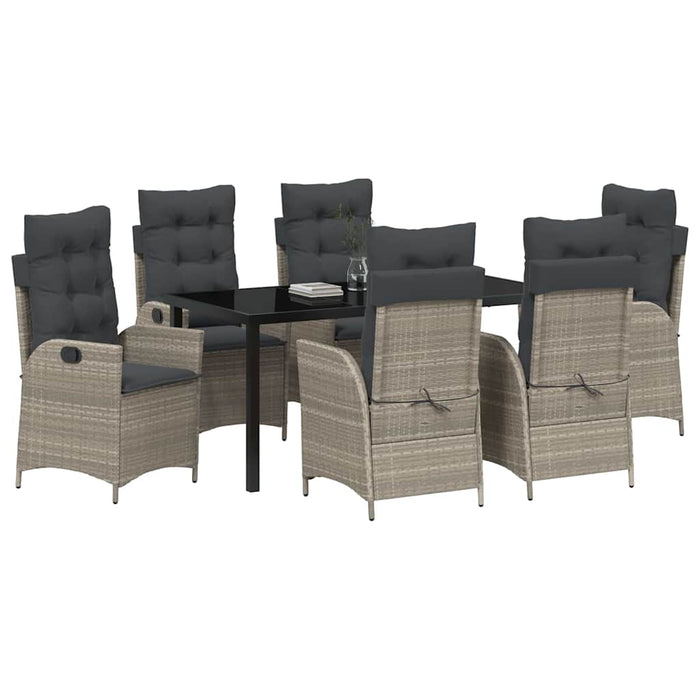 Set de masă pentru grădină cu pernă 7 pcs Gri deschis poliratan - WALTI WALTI