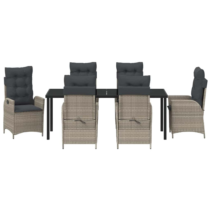 Set de masă pentru grădină cu pernă 7 pcs Gri deschis poliratan - WALTI WALTI