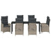 Set de masă pentru grădină cu pernă 7 pcs Gri deschis poliratan - WALTI WALTI