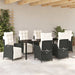 Set de masă pentru grădină cu pernă 7 pcs Negru poliratan - WALTI WALTI