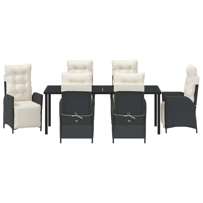 Set de masă pentru grădină cu pernă 7 pcs Negru poliratan - WALTI WALTI