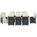 Set de masă pentru grădină cu pernă 9 pcs Negru poliratan - WALTI WALTI