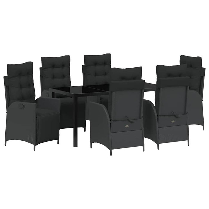 Set de masă pentru grădină cu pernă 7 pcs Negru poliratan - WALTI WALTI