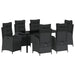 Set de masă pentru grădină cu pernă 7 pcs Negru poliratan - WALTI WALTI