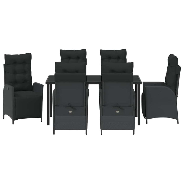 Set de masă pentru grădină cu pernă 7 pcs Negru poliratan - WALTI WALTI