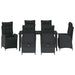 Set de masă pentru grădină cu pernă 7 pcs Negru poliratan - WALTI WALTI