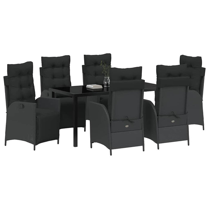 Set de masă pentru grădină cu pernă 7 pcs Negru poliratan - WALTI WALTI