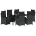 Set de masă pentru grădină cu pernă 7 pcs Negru poliratan - WALTI WALTI