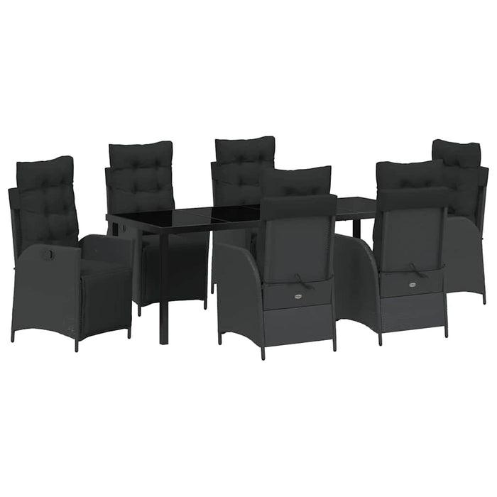 Set de masă pentru grădină cu pernă 7 pcs Negru poliratan - WALTI WALTI