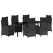 Set de masă pentru grădină cu pernă 7 pcs Negru poliratan - WALTI WALTI