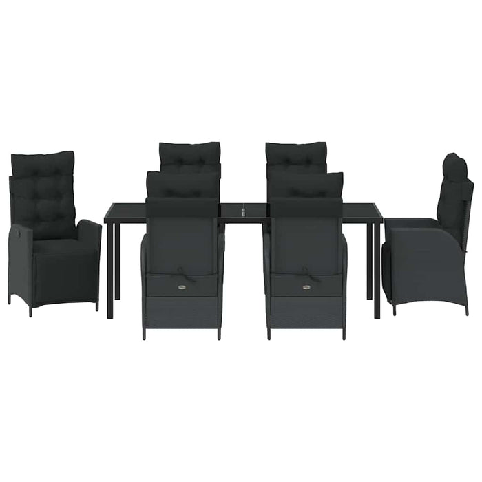Set de masă pentru grădină cu pernă 7 pcs Negru poliratan - WALTI WALTI