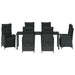 Set de masă pentru grădină cu pernă 7 pcs Negru poliratan - WALTI WALTI