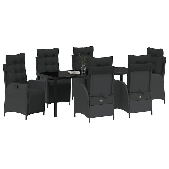 Set de masă pentru grădină cu pernă 7 pcs Negru poliratan - WALTI WALTI