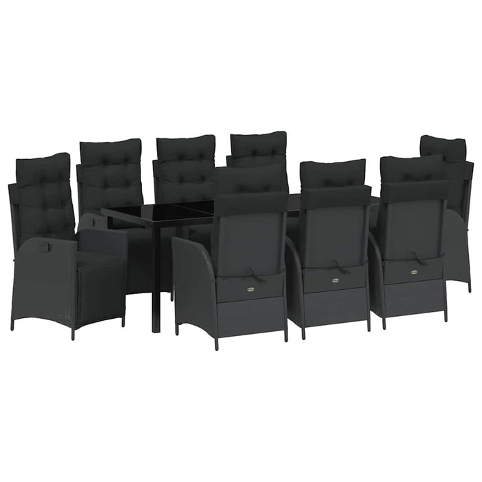 Set de masă pentru grădină cu pernă 9 pcs Negru poliratan - WALTI WALTI